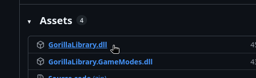 screenshot of gorillalib git releases