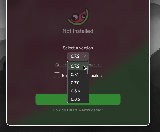 screenshot of melonloader installer